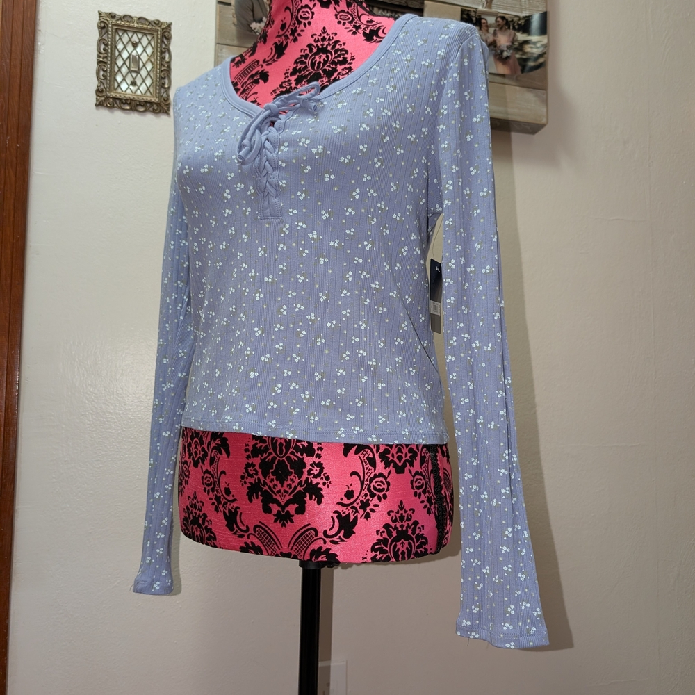 Lucky Brand Light Blue Floral Blouse